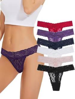 Evolyline Tanga Damen Spitze String Tanga Damen Tanga Spitze Strings Spitze Set Sexy Tanga Spitze String Baumwolle Damen Spitze Unterhose Tanga Spitze Mehrpack Unterwäsche für Frauen von Evolyline