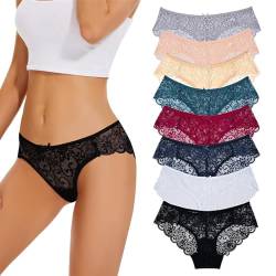 Evolyline Unterhosen Damen Spitze Damen Hipster Spitze Spitzen Slips Damen Panties Damen Spitze weich Panties Spitze Unterhosen für Frauen Mehrpack Hipster Spitze Damen von Evolyline