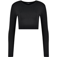 Evoni Crop-Top Damen Langarmshirt Baumwolle Bauchfrei von Evoni