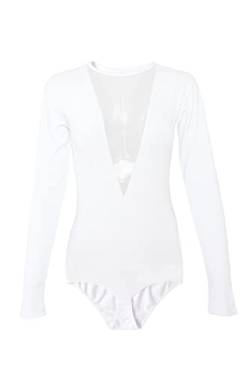 Evoni Damen Body weiß Langarmbody Ballettbody Damen Oberteil Gr.M=38 von Evoni