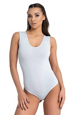 Evoni Damen String Body ärmelloser Bodysuit (L, Hellblau) von Evoni