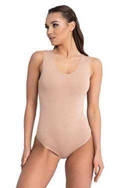 Evoni Damen String Body ärmelloser Bodysuit (XL, Hellbraun) von Evoni