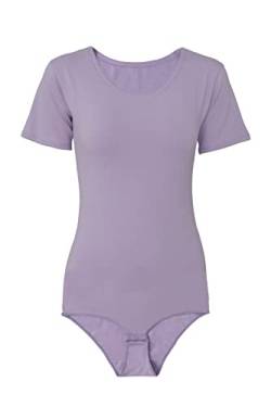 Evoni Damenbody mit kurzen Ärmeln und Rundhals I Damen T-Shirt I Bodysuit Women I Unterzieh-Body I Kurzarm-Body mit optimaler Passform Lilac XL von Evoni