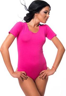 Evoni Damenbody mit kurzen Ärmeln und Rundhals I Damen T-Shirt I Bodysuit Women I Unterzieh-Body I Kurzarm-Body mit optimaler Passform Pink XL von Evoni