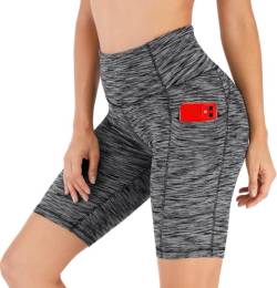 Ewedoos Sporthose Damen kurz mit Taschen Laufhose Damen kurz High Waist Gym Shorts Damen Kurze Hose Sport Shorts Blickicht von Ewedoos