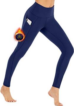 Ewedoos Thermo Leggings Damen mit Taschen Gefütterte Sport Leggings Damen High Waist Thermounterwäsche Warme Sporthose Laufhose für Fitness Laufen Wandern von Ewedoos