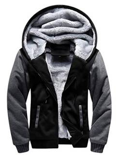 EwigYou Herren Dicke Fleecejacke Männer Winddichte Winterjacken Kapuzenjacke Sweatjacke Sweatshirt mit Patchwork Design von EwigYou