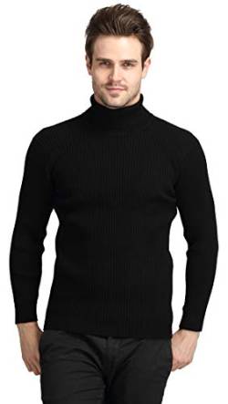 EwigYou Herren Einfarbiger Feinstrick Pullover mit Rollkragen Große Größen Wollgemisch Basic Strickpullover Pullis Sweater Sweatshirt Schwarz EU M-Brustumfang 100cm von EwigYou