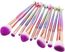 10Pcs Bunte Regenbogen Nylon Haar Make-up Pinsel Set von ExaRp
