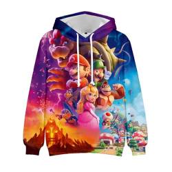 ExaRp Yoshi Peach Luigi Mario Brothers 3D-Druck Hoodie Anime Pullover Langarm Sweatshirts Sportbekleidung, Mehrfarbig 1, L von ExaRp