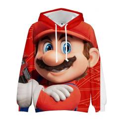 ExaRp Yoshi Peach Luigi Mario Brothers 3D-Druck Hoodie Anime Pullover Langarm Sweatshirts Sportbekleidung, rot, 4X-Large von ExaRp