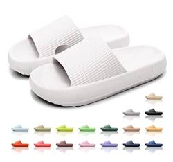 Exceligen Badeschuhe Herren Damen Cozislides Original Slippers Badeschlappen Wolke Hausschuhe Home Slippers Sommer Garten Flip Flops Dick Eva Cozy Slides Weiß-3637 von Exceligen