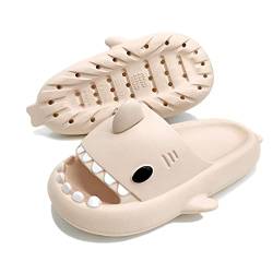 Exceligen Shark Slippers Slides,Damen Herren Hai Badelatschen Sommer Hausschuhe Badeschlappen Rutschfeste Dusch Badeschuhe Strand Sandalen Beige3637 von Exceligen