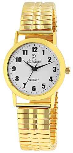 Classique Herren – Uhr Zugarmband Edelstahl Armbanduhr Analog Quarz 2700010 (goldfarbig) von Excellanc
