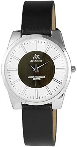Excellanc Akzent Herren Armband Uhr Weiß Braun Holz Design Analog Kunst Leder 3 Bar Männer Quarz 9SS7722500011 von Excellanc