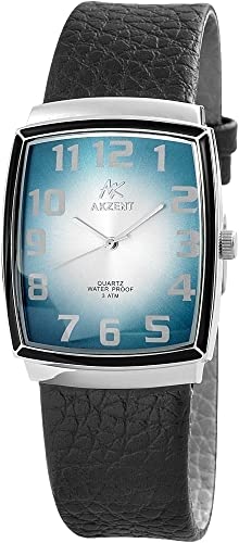 Excellanc Akzent Modische Herren Armband Uhr Grün Silber Schwarz Analog Kunst Leder Männer 3 ATM Bar Quarz 9SS7223000035 von Excellanc