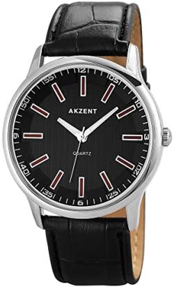 Excellanc Akzent Modische Herren Armband Uhr Schwarz Analog Kunst Leder 3 ATM Bar Männer Quarz 9SS7221100049 von Excellanc