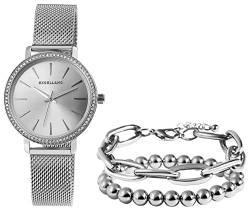 Excellanc Damen-Geschenkset Metall Similistein Armbänder Analog Quarz 1800239 (silberfarbig) von Excellanc