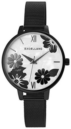 Excellanc Damen - Uhr Edelstahl Meshband Blumen Milanaiseband Perlmuttglanz 1300025 von Excellanc
