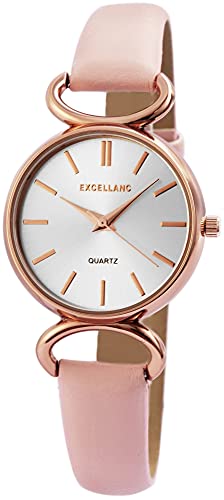 Excellanc Damen-Uhr Kunstleder Armband Dornschließe Analog Quarz 1900160 (rosa) von Excellanc