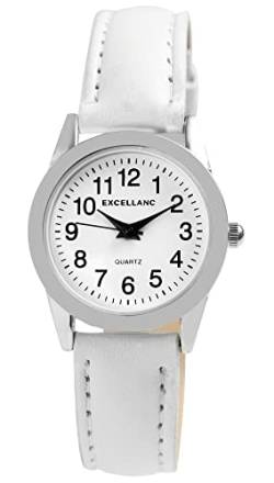 Excellanc Damen-Uhr Kunstleder Dornschließe Analog Quarz 1900288 (weiß 1) von Excellanc