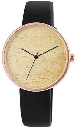 Excellanc Damen – Uhr Lederimitat Armbanduhr Holzoptik Analog Quarz 2910017 von Excellanc
