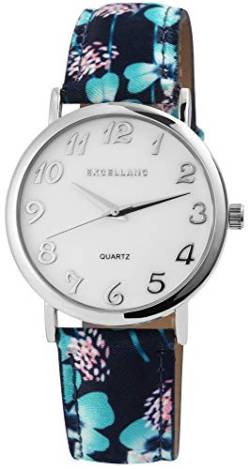 Excellanc Damen – Uhr Lederimitations Blumen Armbanduhr Analog Quarz 1900177 von Excellanc