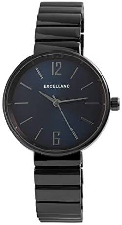 Excellanc Damen-Uhr Metall Gliederarmband Clipverschluss Analog Quarz 1800142 (schwarz blau) von Excellanc