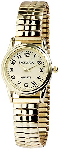 Excellanc Damen - Uhr Metall Zugarmband Armbanduhr Analog Quarz 1700024 (Goldfarbig) von Excellanc