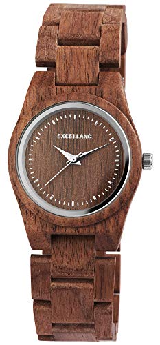 Excellanc Damen - Uhr Walnussholz Holzarmband Holzuhr Armbanduhr Faltschließe Quarz 1800193 von Excellanc