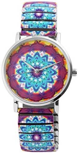 Excellanc Damen–Uhr Zugband Edelstahl Armbarmbanduhr mit Muster Analog Quarz 1700035 von Excellanc