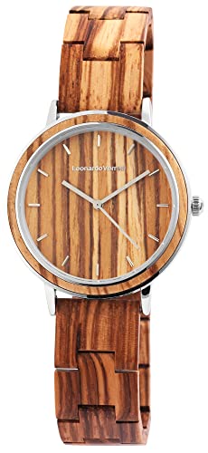 Excellanc Edle Design Damen Armband Uhr aus Braun Holz Braun Analog Quarz 91800134003 von Excellanc