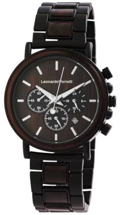 Excellanc Edle Design Herren Armband Uhr aus Braun Holz Chronograph Braun Analog Datum Quarz 92800059002 von Excellanc