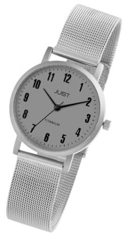 Excellanc Elegante Damen Titan Armband Uhr Grau Silber Analog Meshband 5ATM Klassisch 9JU10191004 von Excellanc