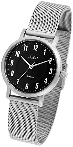 Excellanc Elegante Damen Titan Armband Uhr Schwarz Analog Meshband 5ATM Klassisch 9JU10191001 von Excellanc