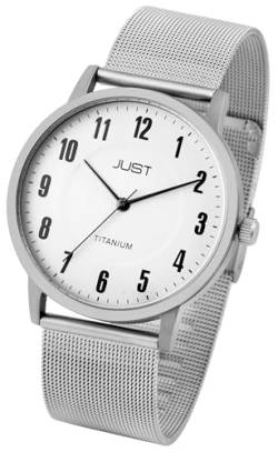 Excellanc Elegante Herren Titan Armband Uhr Weiß Analog Meshband 5ATM Klassisch Analog 9JU20187004 von Excellanc