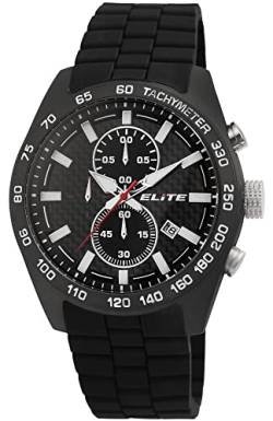Excellanc Elite Herrenuhr Schwarz Analog Datum Chronograph Silikon Quarz 5 Bar Armbanduhr von Excellanc