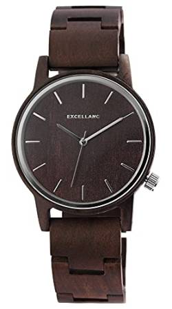 Excellanc Herren-Uhr Holz Gliederarmband Faltschließe Analaog Quarz 2800052 (Sandelholz) von Excellanc