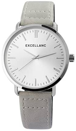 Excellanc Herren-Uhr Kunstleder Armband Dornschließe Analog Quarz 2900091 (grau) von Excellanc