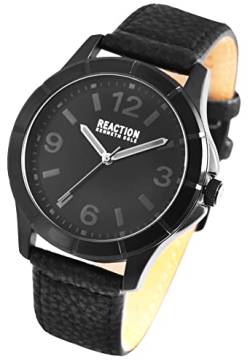 Excellanc Kenneth Cole Reaction Design Mode Herren Armband Uhr Schwarz Analog Lederimitat Männer 3 ATM Bar Quarz 9RK50601002 von Excellanc