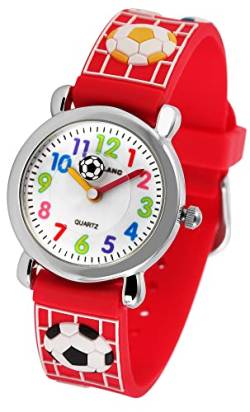 Excellanc Kinder Armband Uhr Weiß Rot Fußball Tor Lernuhr Jungen Mädchen Kids 94500027003 von Excellanc