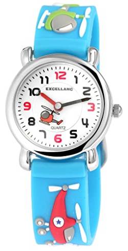 Excellanc Kinder-Uhr Armbanduhr Silikon Hubschrauber Analog Quarz 4500018 (blau) von Excellanc