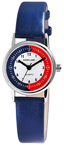 Excellanc Kinder-Uhr Kunstleder Lernuhr Junge Mädchen Analog Quarz 4900005 (blau) von Excellanc