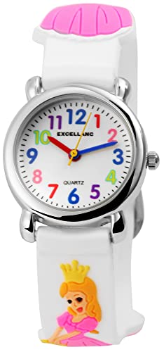 Excellanc Kinder-Uhr Mädchen Armbanduhr Silikon Prinzessin Analog Quarz 4500014 (weiß) von Excellanc