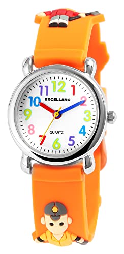 Excellanc Kinder-Uhr Silikon Junge Mädchen Handwerker Lernuhr Analog 4500030 (orange) von Excellanc