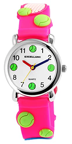 Excellanc Kinder-Uhr Silikon Junge Mädchen Musik Tennis Lernuhr Analog Quarz 4500040 (pink) von Excellanc
