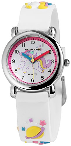 Excellanc Kinder – Uhr Silikonarmband Einhorn Regenbogen Analog Quarz 4500006 (Weiß) von Excellanc