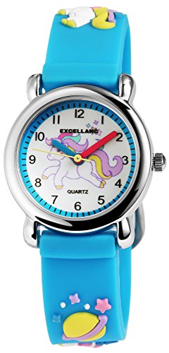Excellanc Kinder – Uhr Silikonarmband Einhorn Regenbogen Analog Quarz 4500006 (blau) von Excellanc