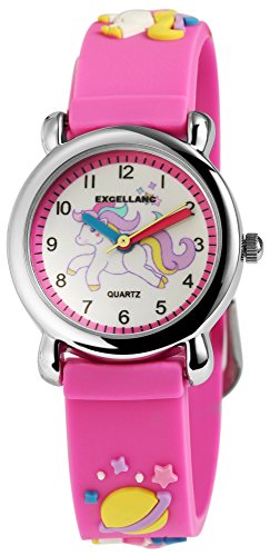 Excellanc Kinder – Uhr Silikonarmband Einhorn Regenbogen Analog Quarz 4500006 (pink) von Excellanc