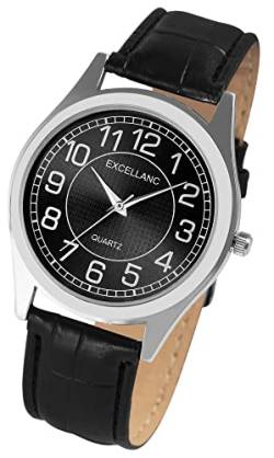 Excellanc Klassische Basic Herren Armbanduhr Anthrazit Schwarz Analog Leder Imitat Quarz Männer 92900228002 von Excellanc